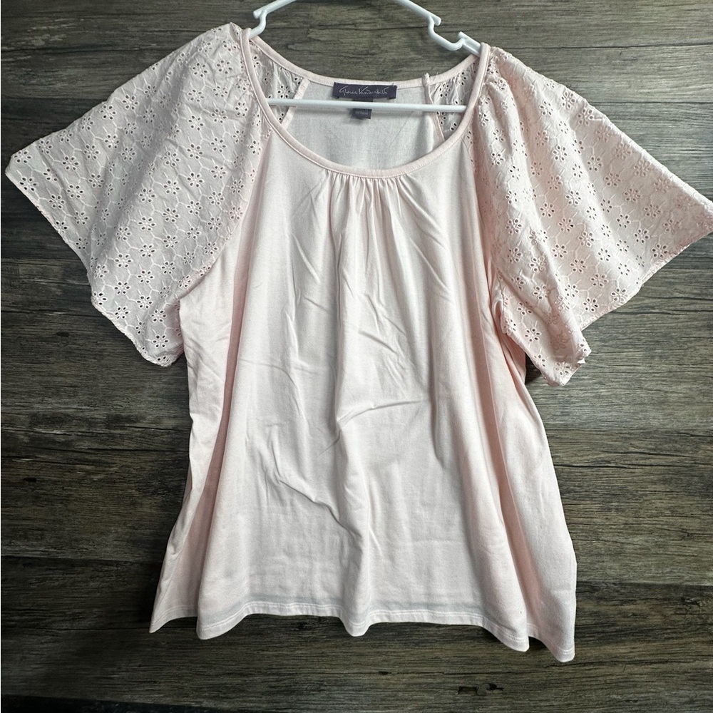 Gloria‎ Vanderbilt Relaxed Pink Flutter Sleeve Top